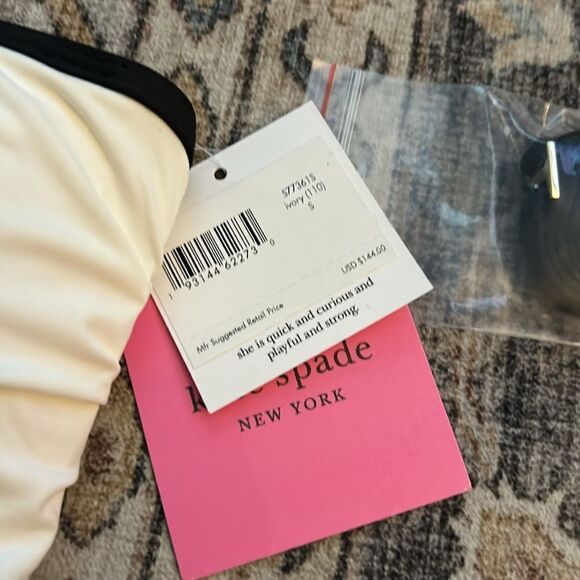 KATE SPADE CONTRAST BANDEAU BIKINI TOP BIKINI BOTTOM SET S - Picture 7 of 8